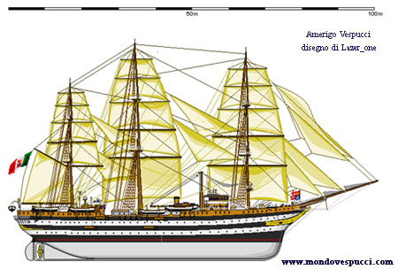 disegno nave scuola Amerigo Vespucci